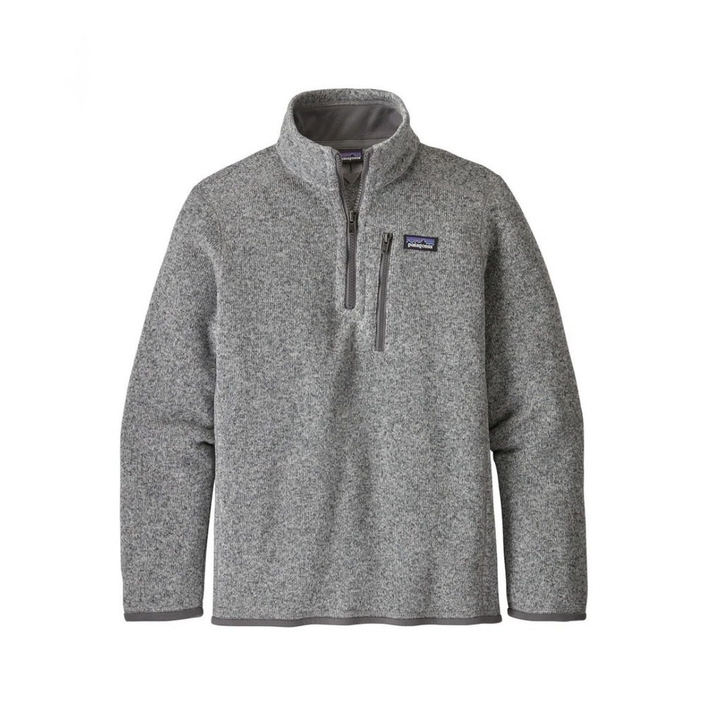 Patagonia Better Sweater 1/4 Zip Fleece Pullover Youth Kids Boys M 10 Gray Logo